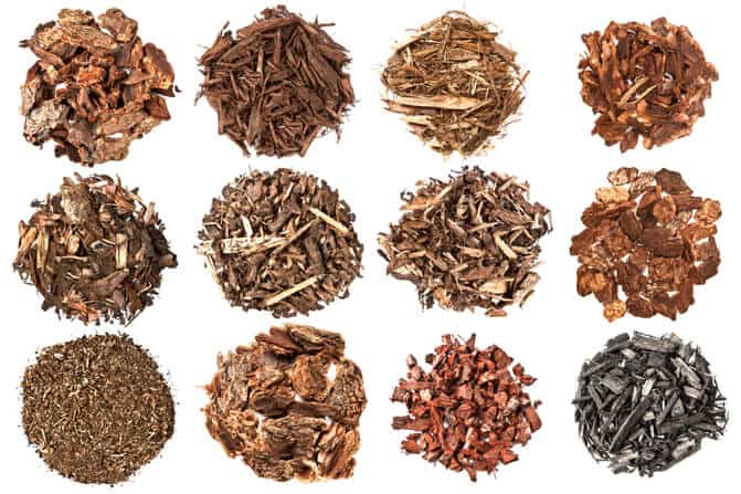 different types of mulches on a white background