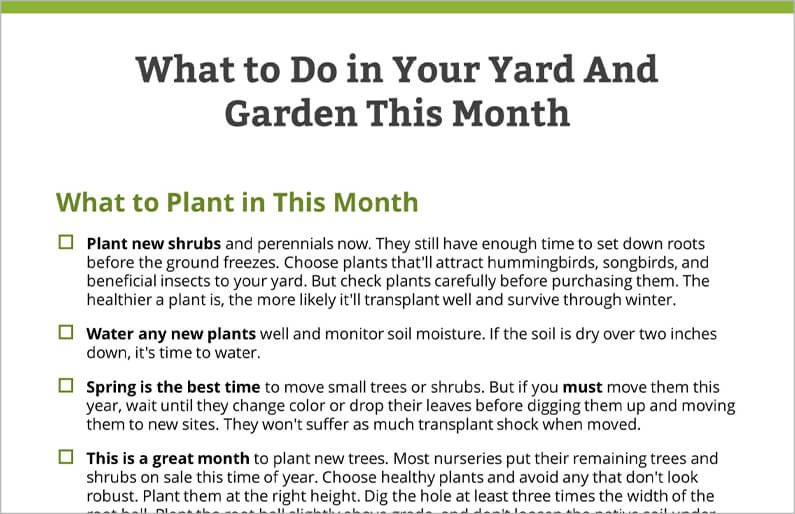 monthly garden checklist