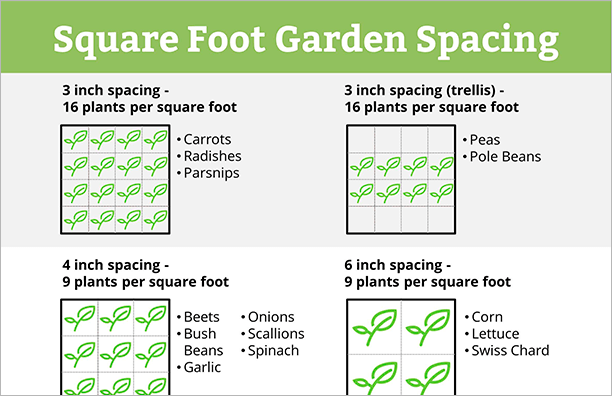 square foot spacing chart