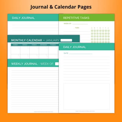 smart garden journal & calendar pages