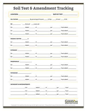 printable soil amendment chart
