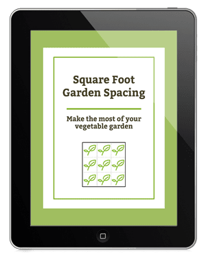 printable square foot gardening chart on a tablet